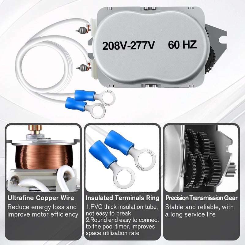 ElectricWise Pool Timer Motor Compatible with WG1573-5 208/277V 60Hz Timer Clock Motor Compatible with T104M, T100, T170, R201, T1400, T100-20 and WH Series - Image 4